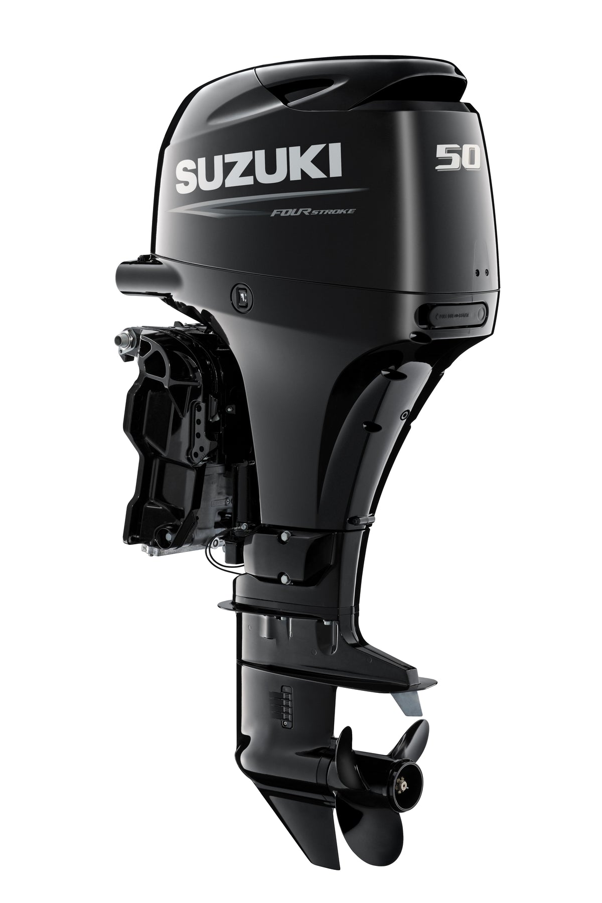Motor fueraborda Suzuki DF50ATL de 50 CV, vista de perfil